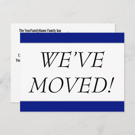 エレガントな"引っ越しました!" アドレス変更の郵便はがき 案内ポストカード (正面/裏面)