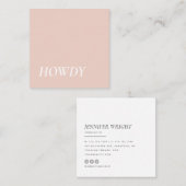 エレガントな|最小主義のモダンのやあタイポグラフィのピンク スクエア名刺 (正面/裏面)