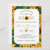 エレガントな「私たちの小さなひまわり」モダンなベビーシャワー 招待状 (正面)