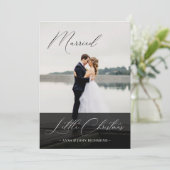 エレガントな 結婚した リトルクリスマス カリグラフィー フォト 招待状 (スタンド正面)