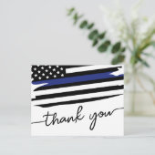 エレガントな 薄い青いラインの旗 警察官 ポストカード (スタンド正面)