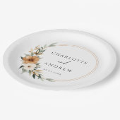 エレガントな  銅色の  土っぽい  ボタニカルな ウェディング ペーパープレート (アングル)