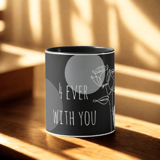 エレガントな"4ever With You"タイポグラフィ マグカップ