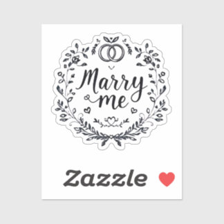 エレガントな「Marry Me」ハート型ウェディングステッカー 💍✨👰 シール