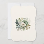 エレガントな Sage Green & Ivory 花柄 カーブ ウェディング 招待状 (裏面)