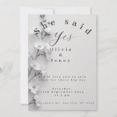 エレガントな"She Said Yes" 結婚式/エンゲージメント招待状 サンキューカード (正面)