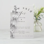 エレガントな"She Said Yes" 結婚式/エンゲージメント招待状 サンキューカード (スタンド正面)