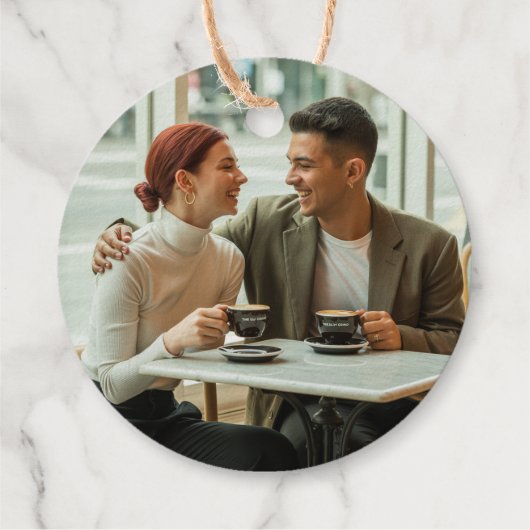 エレガントな「The Perfect Blend」ウェディングフォト フェイバータグ (裏面)