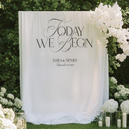 エレガントな「Today We Begin」ウェディング ウェルカムバナー タペストリー