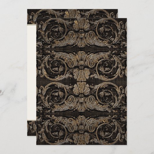 エレガントなAntiqued金ゴールドのバロック式のリハーサルの夕食 招待状 (正面/裏面)
