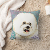 エレガントなBichon Frise クッション (ブランケット)