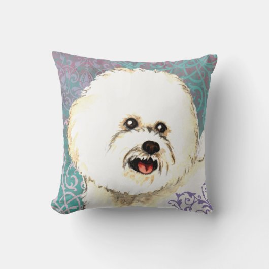 エレガントなBichon Frise クッション (正面)