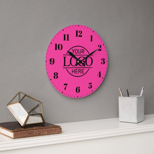 エレガントなBight Pink ブランド企業ロゴ ラージ壁時計 (オフィス)