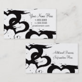 エレガントなBlack&の白いハートの名刺 名刺 (正面/裏面)