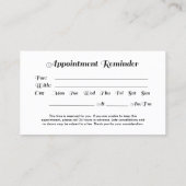 エレガントなBlkの7日間のロゴのアポイントメントのメモカード 予約カード (裏面)