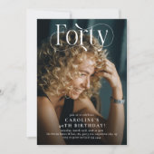 エレガントなFORTYフォト 40歳の誕生日パーティー 招待状 (正面)