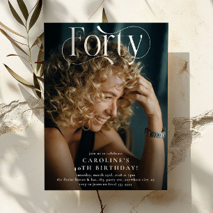 エレガントなFORTYフォト 40歳の誕生日パーティー 招待状