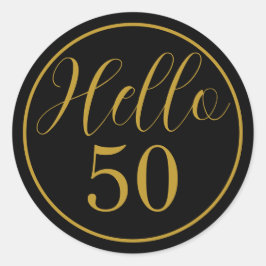エレガントなHello 50 バースデーデザイン ラウンドシール