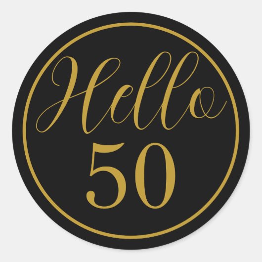 エレガントなHello 50 バースデーデザイン ラウンドシール (正面)