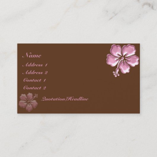 エレガントなKRWピンクのハイビスカスおよびチョコレート 名刺 (正面)