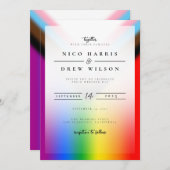 エレガントなLGBTQ+ プライド結婚式 招待状 (正面/裏面)