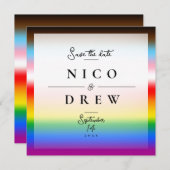 エレガントなLGBTQ+ プログレス・プライド・ウェディング セーブザデート (正面/裏面)
