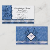 エレガントなMedの青い刺繍の名刺 名刺 (正面/裏面)