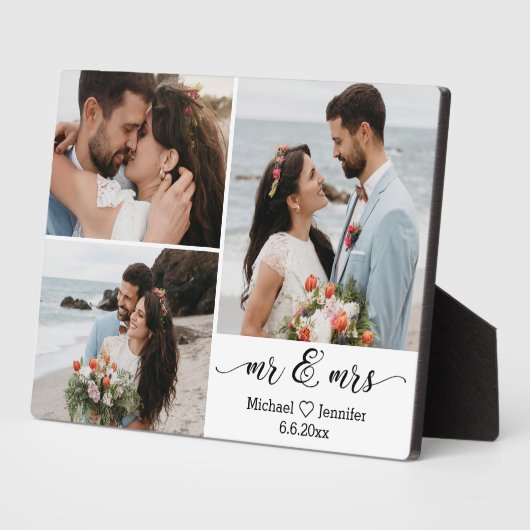 エレガントなMr. & Mrs. 結婚写真コラージュ アニバーサリー フォトプラーク (側面)