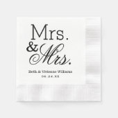 エレガントなMrs. and Mrs. ウェディング 縁ありカクテルナプキン (正面)