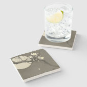 エレガントなOhara Koson著夜のプラム花 ストーンコースター (横)