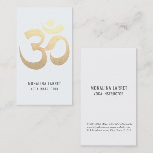 エレガントなOmの金ゴールドの黙想の記号のヨガのインストラクター 名刺 (正面/裏面)