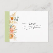 エレガントなQRコード招待状 ピンクとグリーンの結婚式 エンクロージャーカード (裏面)