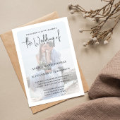 エレガントなQRコード招待状 フォト ブルー 花 シンプル 招待状