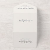 エレガントなQRコード ネイビー ウェディング レセプション オールインワン招待状 (外側)