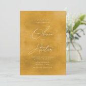 エレガントなQRコード マスタードイエロー ウェディング 招待状 (スタンド正面)