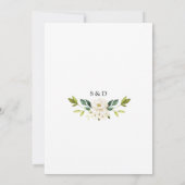 エレガントなQRコード 白い花 ゴールドの結婚式 招待状 (裏面)