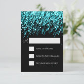 エレガントなRSVPの落下星のターコイズ 出欠カード (スタンド正面)