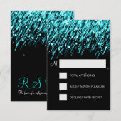 エレガントなRSVPの落下星のターコイズ 出欠カード (正面/裏面)