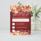 エレガントなRSVPの金ゴールドの光っているライト 出欠カード (スタンド正面)