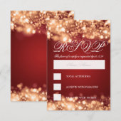 エレガントなRSVPの金ゴールドの光っているライト 出欠カード (正面/裏面)