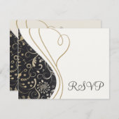 エレガントなRSVPカード 出欠カード (正面/裏面)
