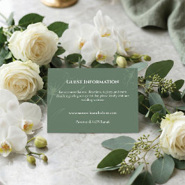 エレガントなsageグリーンの花のラインアートの結婚式の詳細 エンクロージャーカード