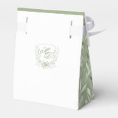 エレガントなsageグリーンボタニカル結婚式の引き出物箱 フェイバーボックス (裏面サイド)