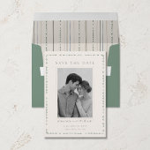 エレガントなsage greenのフォト付結婚式事前案内カード 招待状