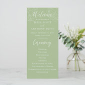 エレガントなsage greenのフラワーの結婚式プログラム (スタンド正面)