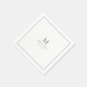 エレガントなsage greenのミニマリストモノグラム スタンダードカクテルナプキン (角)