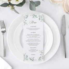 エレガントなsage greenの結婚式の装飾 メニュー