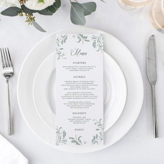 エレガントなsage greenの結婚式の装飾 メニュー