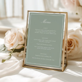 エレガントなsage greenの結婚式メニュー原稿のカリグラフィー メニュー