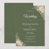 エレガントなsage greenの結婚式招待状 招待状 (正面/裏面)